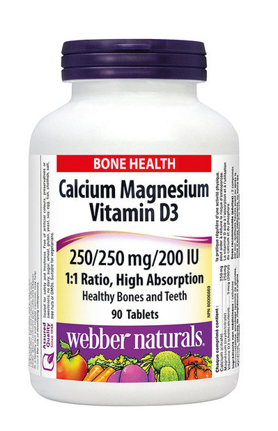 Калций, Магнезий и Витамин D3 x 90 таблетки - Webber Naturals
